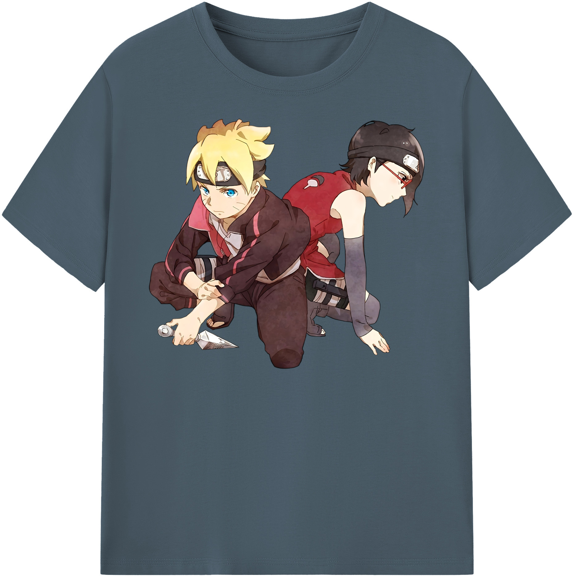 （画像用） NARUTO -ナルト- うちは サラダ Uchiha Sarada 綿100％半袖Tシャツ（フロントプリント）